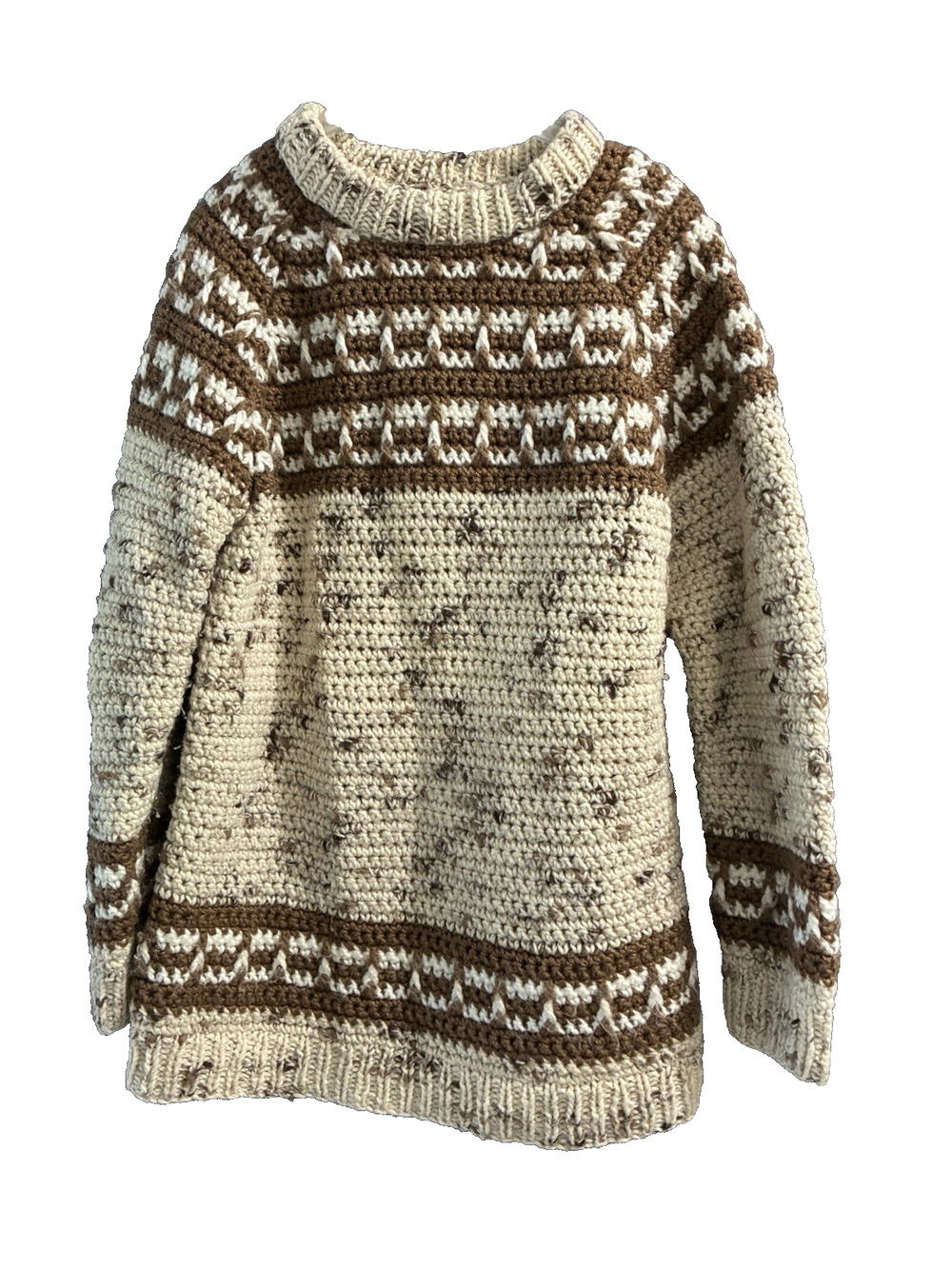 Vintage Nordic Style Wool Blend?- Hand Knit? Sweater Fair Isle Fit M/L**read